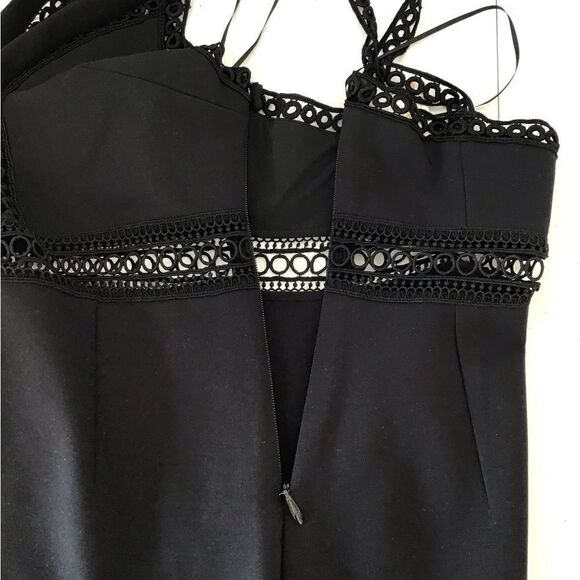 Free People Black Mini Dress Iris Crochet Trim Mini Dress New Size 8 - Picture 14 of 16
